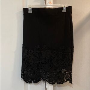 Elegant Black Lace Trim Skirt